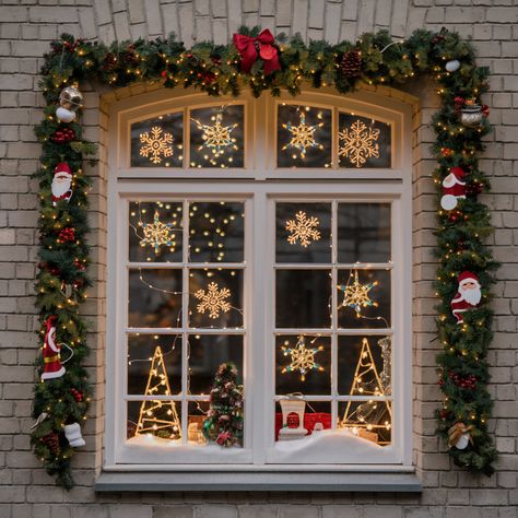 Christmas Lights on Windows - 45 Tips for a Magical Holiday Display Christmas Lights On Windows, Minimalist Scenery, Hanging Christmas Lights, Holiday Display, Holiday Theme, The Perfect Christmas, Christmas Window, Christmas Figurines, Lights Led