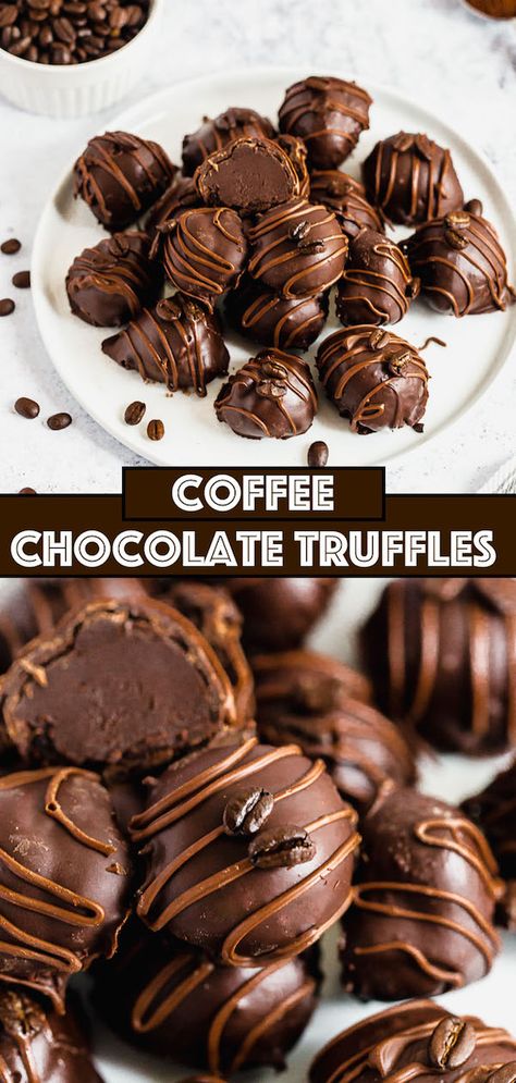 Easy Coffee Chocolate Truffles | Queenslee Appétit Chocolate Coffee Truffles, Coffee Mousse Truffles, Ganache Filled Chocolates, Coffee Chocolate Recipes, Coffee Ganache Filling, Coffee Truffles Easy, Mocha Truffles Recipe, Filling For Chocolates, Truffles Recipe Easy