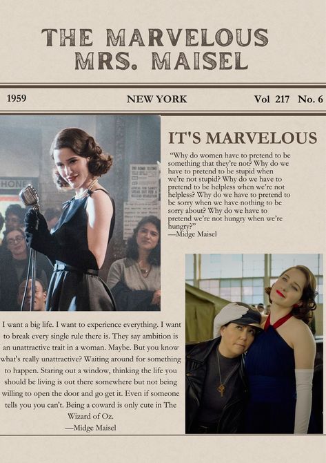 Marvelous Mrs Maisel Aesthetic, Mrs Maisel Poster, Midge Maisel, The Marvelous Mrs Maisel, Marvelous Mrs Maisel, Mrs Maisel, Theater Kid, Wall Posters, Theatre Kid