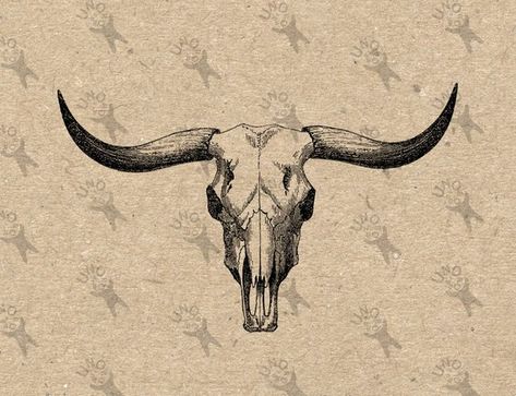 Bull Buffalo Skull Vintage image Instant Download Digital printable clipart graphic Burlap Fabric Tr Deer Sketches, Bulls Skull, Ox Skull, Ephemera Diy, Cow Skull Tattoos, Bull Skull Tattoos, Skull Animal, Longhorn Skull, Bull Tattoos