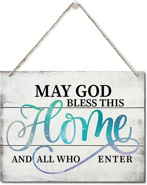 Amazon.com : Printed Wood Plaque Sign Wall Hanging, Home Wall Decor May God Bless This Home And All Who Enter Rustic Hanging Wall Plaque Wood Signs, Housewarming Gifts, Blessed Family Sign : Home & Kitchen Home Door Sign, Welcome To Our Home Sign, God Bless Our Home, Bless Our Home, Home Blessing, Blessed Family, Religion And Spirituality, Family Sign, Home Door