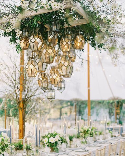 Beer Garden Design, Hanging Candle Lights, White Wedding Decorations, Wedding Decoration Ideas, Hanging Lighting, Dream Wedding Decorations, Wedding Decor Inspiration, Wedding Forward, Wedding Art