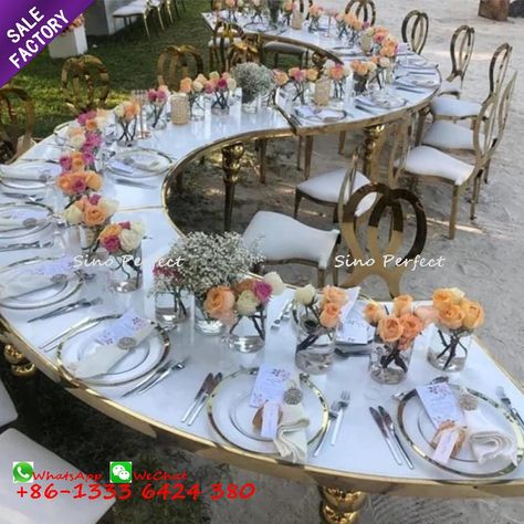 Serpentine Tables, Serpentine Table, Outdoor Wedding Tables, Stainless Steel Table Top, Dining Wedding, Banquet Chairs, Moon Table, Thanksgiving Dinner Party, Ladies Skirts