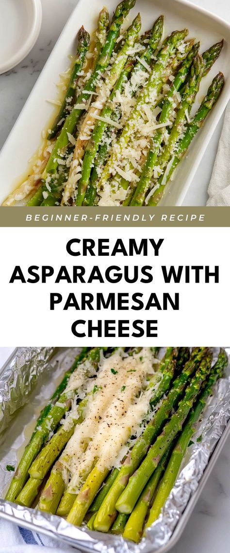 Image for Creamy Asparagus with Parmesan Cheese Best Way To Make Asparagus, Dinner Recipes With Asparagus, Asparagus Snacks, Oven Asparagus Recipes, Baked Asparagus With Parmesan Cheese, Asparagus Side Dishes, Fresh Asparagus Recipes, Roasted Asparagus Recipes, Asparagus With Parmesan Cheese