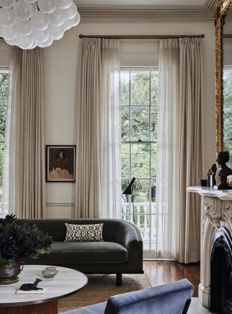 Millennial Interior Design, Classic Curtains, Parlor Room, Parisian Decor, New House Living Room, Grand Millennial, Parisian Apartment, Moroccan Decor, Living Room Inspo