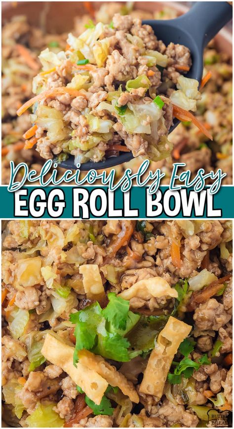 INSIDE OUT EGG ROLLS - Butter with a Side of Bread Low Calorie Egg Roll In A Bowl, Egg Roll In A Bowl Recipe, Inside Out Egg Roll Recipe, Inside Out Egg Roll, Smoked Meatloaf Recipe, Delicious Casseroles, Eggroll In A Bowl, Egg Roll In A Bowl, Homemade Bread Recipes Easy