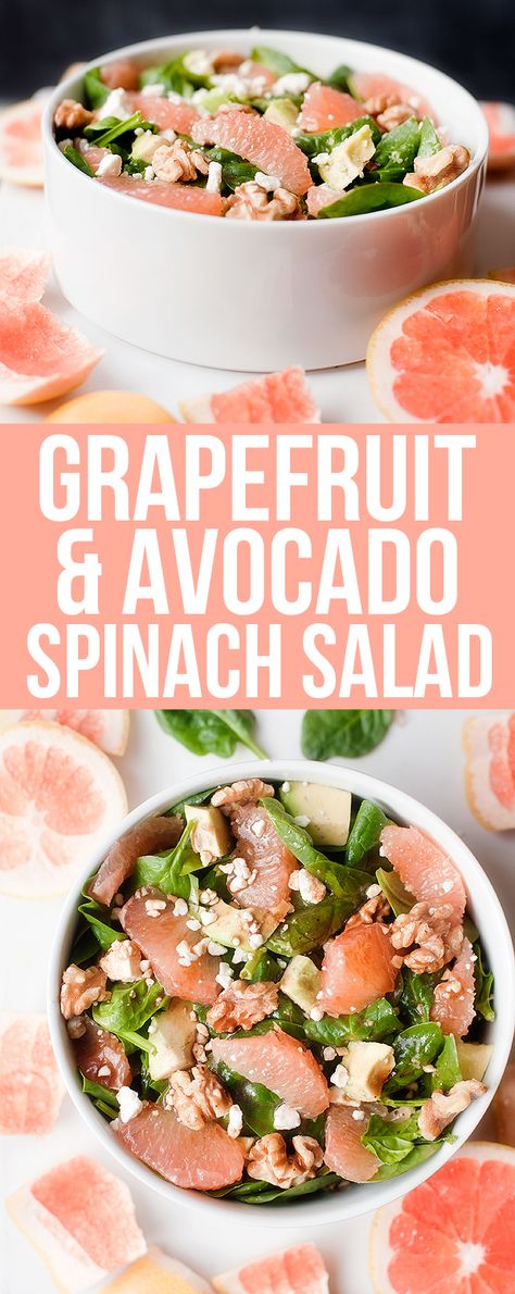 grapefruit & avocado spinach salad | pretty plain janes Avocado Spinach Salad, Grapefruit Salad, Grapefruit Recipes, Spinach Salad, Avocado Salad, Healthy Eating Recipes, Delicious Salads, Soup And Salad, Baby Food Recipes