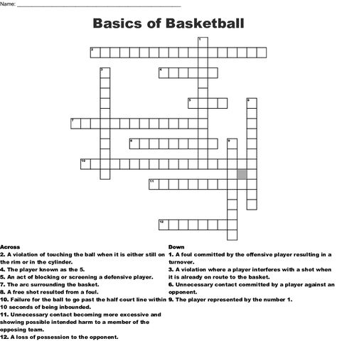 Basketball Vocabulary, Basketball Worksheets, Printable Crossword Puzzles, Free Basketball, Kids Worksheets, Tabata Workouts, Kids Basketball, Crossword Puzzles, Vocabulary Worksheets