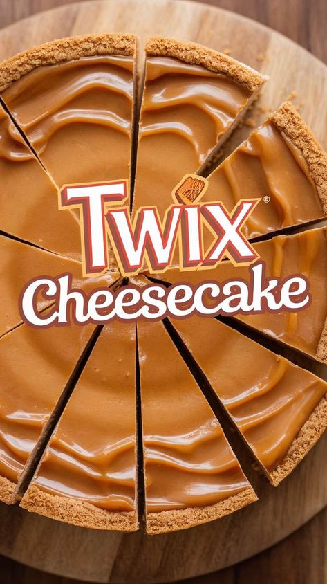 Top view of a twix cheesecake Twix Cheesecake Recipe, Twix Bars Recipe, Twix Brownies, Twix Recipe, Twix Cheesecake, Work Treats, Cheesecake Delight, Chocolate Covered Cheesecake, Twix Bars