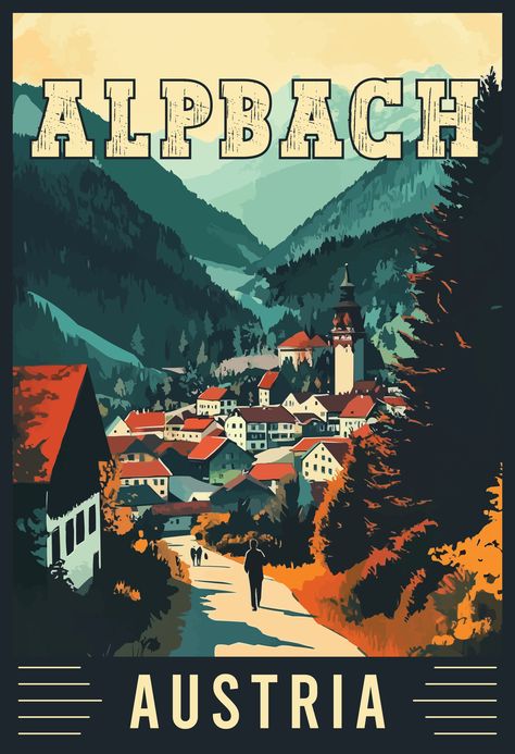 Immerse yourself in the breathtaking beauty of Alpbach, Austria, with this vintage travel art. Known for its picturesque alpine landscapes, traditional wooden chalets, and snow-covered peaks, Alpbach is the perfect destination for nature lovers and winter sports enthusiasts. Let this artwork inspire your next adventure to the Austrian Alps. 🏔️🇦🇹 #AlpbachAustria #VintageTravelArt #AustrianAlps #AlpineEscape Alpbach Austria, Swiss Alps Illustration, Alps Wall Art, Alps Wall Art Vintage, Vienna Austria Travel Poster, Austria Landscape, Austrian Alps, Retro Travel Poster, Breathtaking Beauty