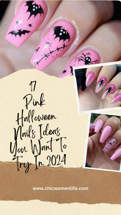 17 Pink Halloween Nails Ideas You Want To Try In 2024 Hot Pink Halloween Nails, Hot Pink Halloween, Dessert Quotes, Pink Halloween Nails, Pink Nails Ideas, Halloween Nails Ideas, Fruit Animals, Short Almond, Green Fruit