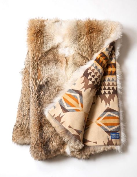 cozy blankets for the home, native american decor inspiration. Native American Decor, Pendleton Blanket, Coyote Fur, Southwest Decor, Western Homes, Bohol, Fur Throw, St Barth, Shop Ideas