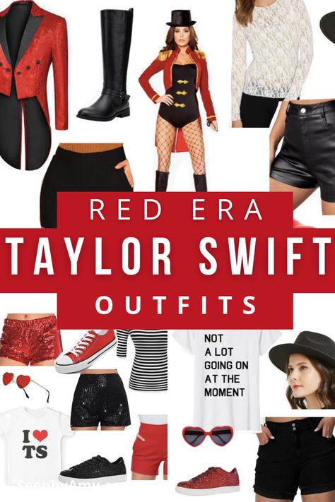 Not Alot Going On At The Moment Outfit, Red Eras Outfit Ideas, Taylor Swift Iconic Outfits Red Era, Taylor Swift Ringmaster Costume, Taylor Swift Circus Costume, Taylor Swift Concert Outfit Ideas Red Era, Taylor Swift Eras Red Outfit, Taylor Swift Winter Concert Outfits, Taylor Swift Red Era Shoes