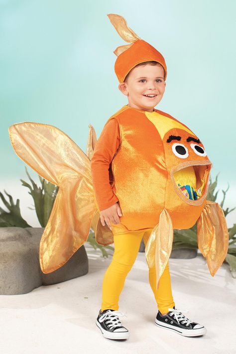 Feed Me Goldfish Costume for Kids: #Chasingfireflies $58.00$30.00 Fish Costume Kids, Goldfish Costume, Baby Carrier Costume, Gumball Machine Costume, Fancy Dress Costumes Kids, Dino Costume, Fish Costume, Animal Halloween Costumes, Shark Costumes