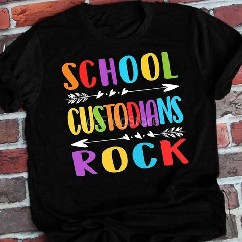 School Custodian Appreciation, Custodian Appreciation, Fishing Grandpa, School Custodian, Art Teacher Gifts, Construction Theme, Youth Clothing, Shirts Ideas, Rock T Shirts