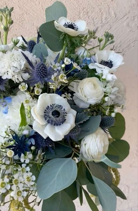 Sage Bouquet, Blue Flowers Bouquet, Blue Wedding Bouquet, Blue Wedding Flowers, Dusty Blue Weddings, Blue Bouquet, Wedding Mood, Cloud 9, Flower Bouquet Wedding