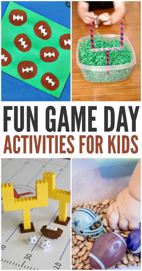 Planning a Super Bowl or game day party and want to make sure you have plenty of activities for your littlest football fans? Here are some of our favorite fun football game day activities for kids. Football Water Bottle Labels, Kids Football Parties, Fun Football Games, Football Party Favors, Football Coloring Pages, Game Day Party, Free Printable Games, Alcohol Party, Thanksgiving Games