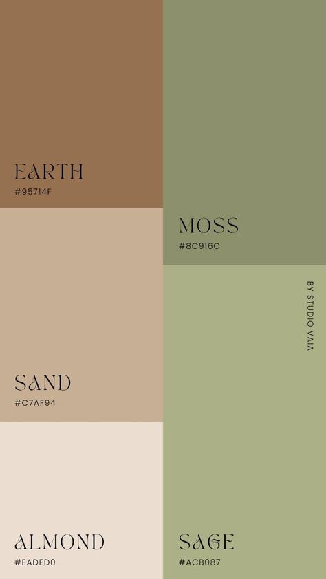 Natural Earth Color Palette, Earth Tones Pallet, Color Matching Interior Design, Browns And Green Color Palette, Earth Colours Aesthetic, Sage Green Rooms Color Scheme, Organic Color Scheme, Earthy Feminine Colour Palette, Earthy Tone Aesthetic