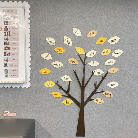 Vocabulary Tree Display, Leaf Rubbings, Memory Words, Tricky Words, School Craft, Word Recognition, Grade 2, A Word, School Crafts