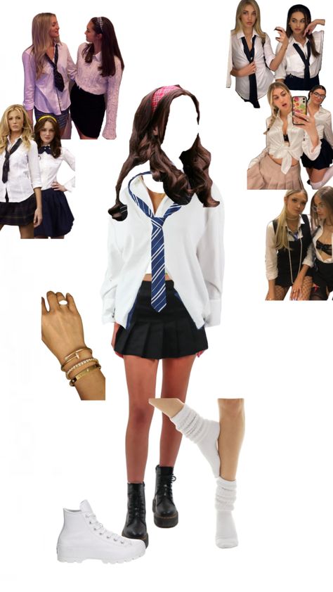 Halloween Costume School Uniform, Blair Waldorf Outfits Halloween, Halloween It Girl Costume, Halloween Costumes School Uniform, Gossip Girl School Uniform, Blair Waldorf Halloween Costume, Schoolgirloutfit Halloween, Gossip Girl Party Outfits, Halloween School Outfit