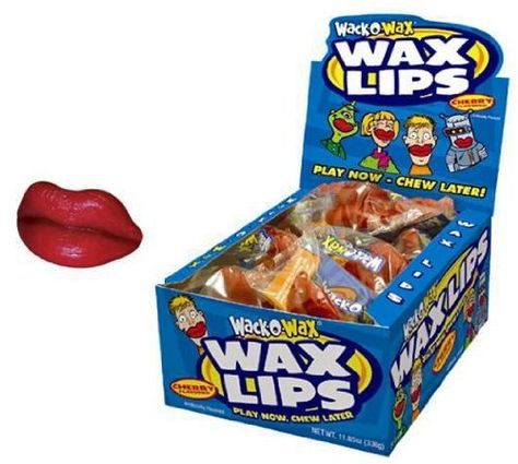 Wax Lips Candy, Cherry flavor 24 pk.(12oz) Wax Lips Candy, 1970s Candy, Wes Anderson Movie, Wax Lips, 31 Party, 90th Birthday Parties, Nostalgic Candy, 90's Birthday Party, Chocolate Coins