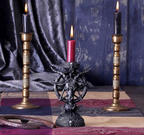 Gothic Symbols, Gothic Candle Holder, Gothic Candles, Herb Boxes, Horror Photos, Alternative Gifts, Occult Symbols, Witch Gift, Battery Operated Candles