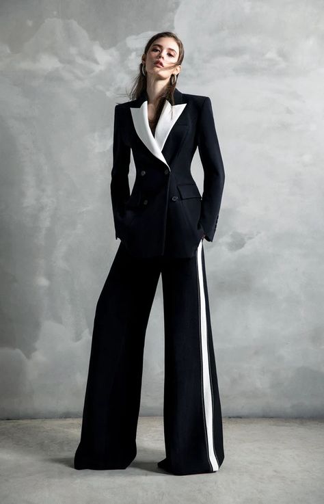 Shop NEW IN at RVN Official | RVN Official Formal Suits For Women, Black And White Suit, Woman Suit, Tuxedo Women, Urban Chic Fashion, White Suit, Leisure Fashion, Tuxedo Dress, Woman Suit Fashion