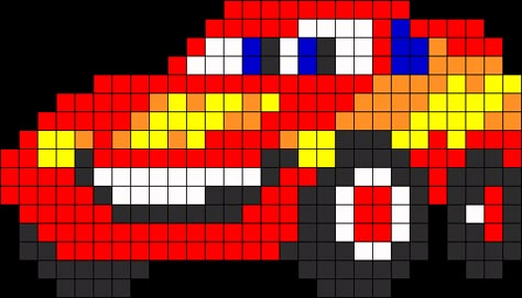 Lightning Mcqueen Perler Bead Pattern | Bead Sprites | Characters Fuse Bead Patterns Fuse Bead Patterns, Motifs Perler, Pixel Crochet, Kandi Patterns, Childrens Quilts, Bead Sprite, Graph Design, Disney Cross Stitch, Melting Beads