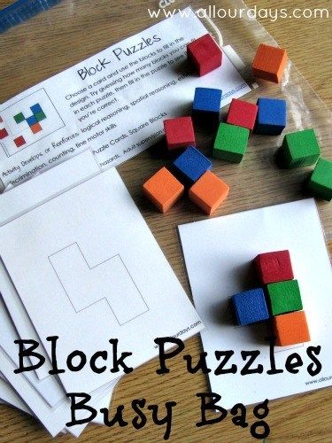 block-puzzles-busy-bag Blocks Center, Toddler Entertainment, Quiet Time Boxes, Quiet Time Activities, Nursery Activities, Busy Boxes, Quiet Activities, Task Boxes, Task Card