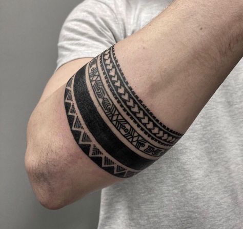 Mens Cuff Tattoo, Banded Tattoos, Stripe Tattoo Arm Men, Bicep Cuff Tattoo, Polynesian Band Tattoo Designs, Bicep Wrap Tattoo, Band Arm Tattoo, Band Tattoo For Men, Aries Tatoos