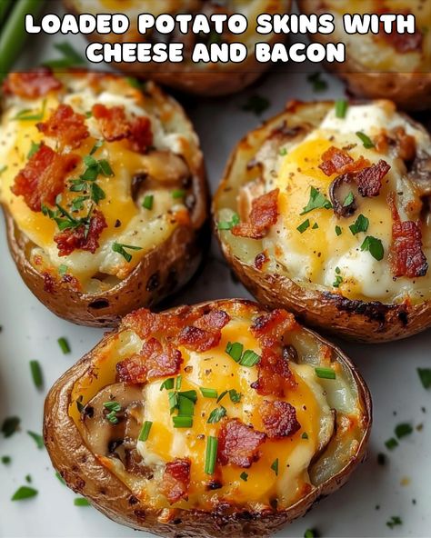 Ultimate Loaded Potato Skins with Cheese and Bacon – Foodyhealthylife Loaded Potato Skins Recipe Easy, Potato Slices With Cheese And Bacon, Baked Potato Skins Loaded, Potato Skins Recipe Baked, Potatoes With Cheese And Bacon, Loaded Potato Wedges, Loaded Potato Skins Recipe, Fully Loaded Baked Potato, Potato Cheese Bites