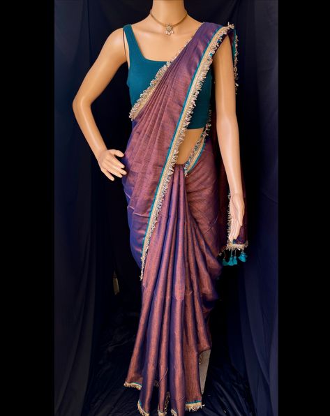 Copper blue tissue saree with contrast lace all over saree. Comes with beautiful teal blue thread tassels on pallu. Blouse: running blouse 80cm. To find this product in website: Www.thejacouture.in > Tissue sarees> copper blue tissue saree. Jewellery collaboration: @anvi__jewellery #mettalictissuesaree #tissuesaree #trendingsaree #tissuelacesaree #traditional #copperbluesaree #bluesaree Blue Tissue Saree, Tissue Sarees, Thread Tassels, Lace Saree, Saree Jewellery, Tissue Saree, Blue Saree, Teal Blue, Tassels