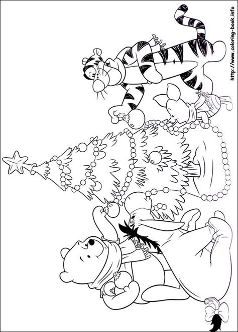 Christmas Colouring Pages, Pooh Christmas, Free Christmas Coloring Pages, Christmas Coloring Sheets, Winnie The Pooh Christmas, Christmas Friends, Christmas Coloring Books, Disney Colors, Easy Coloring Pages