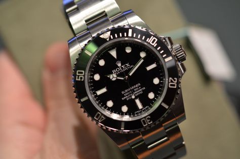 The New Rolex Submariner No-Date Reference 114060 (Live Pics, Specs, Pricing, Video) Iwc Aquatimer Chronograph, Felix Baumgartner, Rolex Deepsea, Stainless Steel Rolex, Navy Chanel, Timeless Watches, Rolex Submariner No Date, Submariner Date, New Rolex