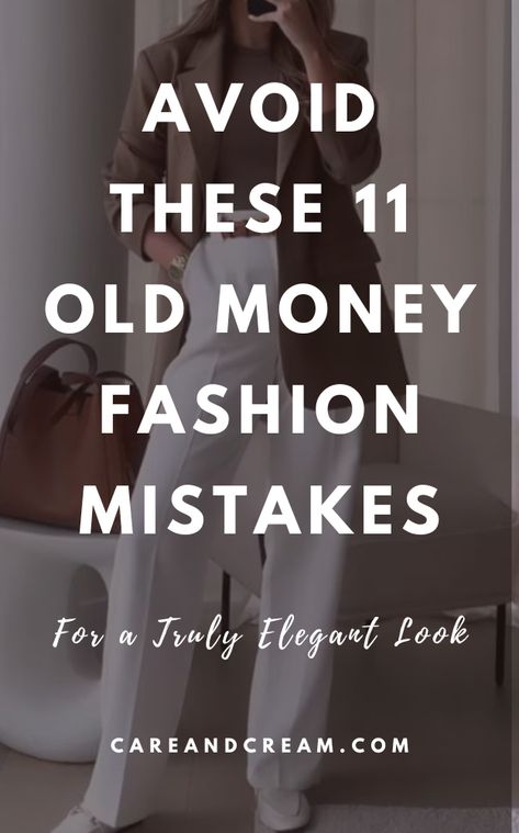 Explore the 11 common fashion mistakes to avoid for mastering the old money style. Enhance your old money look by learning these essential style tips. Embrace the old money aesthetic and elevate your wardrobe with timeless class and elegance. Old Money Essentials, Old Money Spring, The Old Money Aesthetic, Old Money Look, Wedding Guest Outfit Fall, Old Money Outfits, Conservative Fashion, Structured Jacket, Fall Table Decor