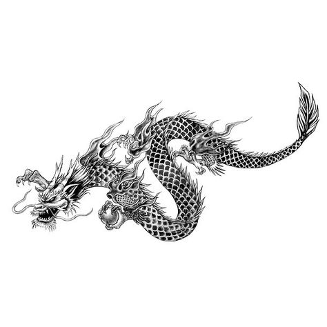 Cool Chinese Dragon Tattoo Design - A cool oriental tattoo art of a simple Chinese dragon. Dragon Tattoo Realistic, Chinese Zodiac Tattoo, Chinese Dragon Tattoo, Korean Dragon, Asian Dragon Tattoo, Orca Tattoo, Dragons Tattoo, Moon Phases Tattoo, Dragon Tattoo Art