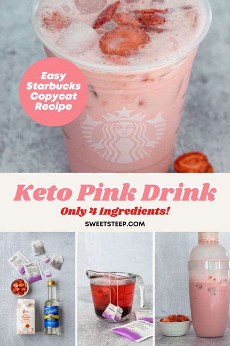 Starbucks Keto Pink Drink Copycat Recipe Pink Drink Copycat, Keto Pink Drink, Pink Drink Recipe, Starbucks Pink Drink Recipe, Pink Drink Starbucks, Keto Starbucks, Lemon Cupcake Recipe, Pink Drink Recipes, Cold Drinks Recipes