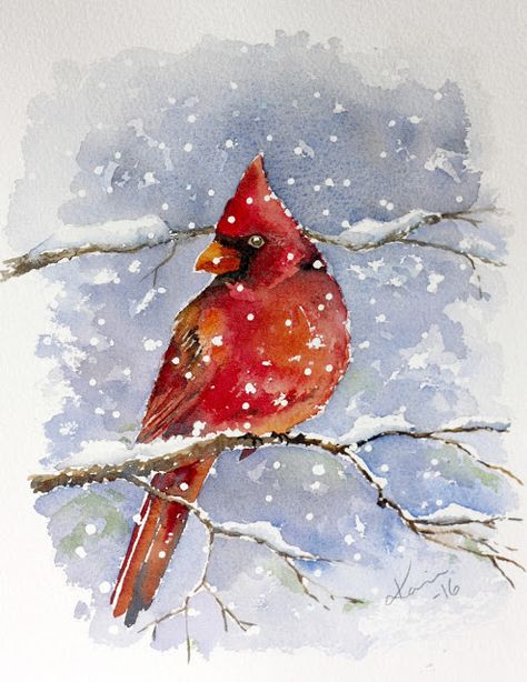 Water Colour Christmas Cards Ideas, Christmas Birds, Bird Watercolor Paintings, Watercolor Birds, Bird Watercolor, Arches Watercolor Paper, Christmas Card Art, Watercolor Christmas Cards, Christmas Bird