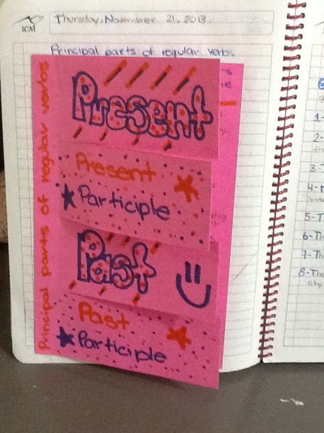 Principal parts of regular verbs Fifth Grade Writing, High School Language Arts, Cc Cycle 3, Grammar For Kids, Regular Verbs, Cycle 3, Interactive Notebook, Fifth Grade, Too Cool For School