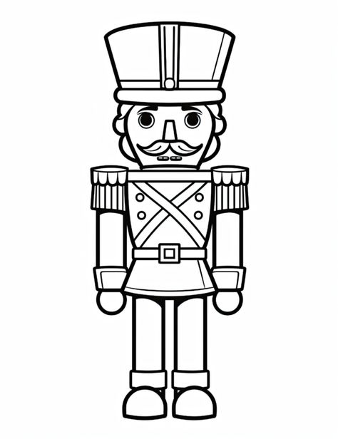 Nutcrackers Painting Ideas, Easy Nutcracker Drawing, Nutcracker Template Free Printable, Simple Nutcracker Drawing, Nutcracker Stencil, Nutcracker Coloring Pages Free Printable, Nutcracker Ballet Coloring Pages, Santa Coloring Pages, Free Christmas Coloring Pages