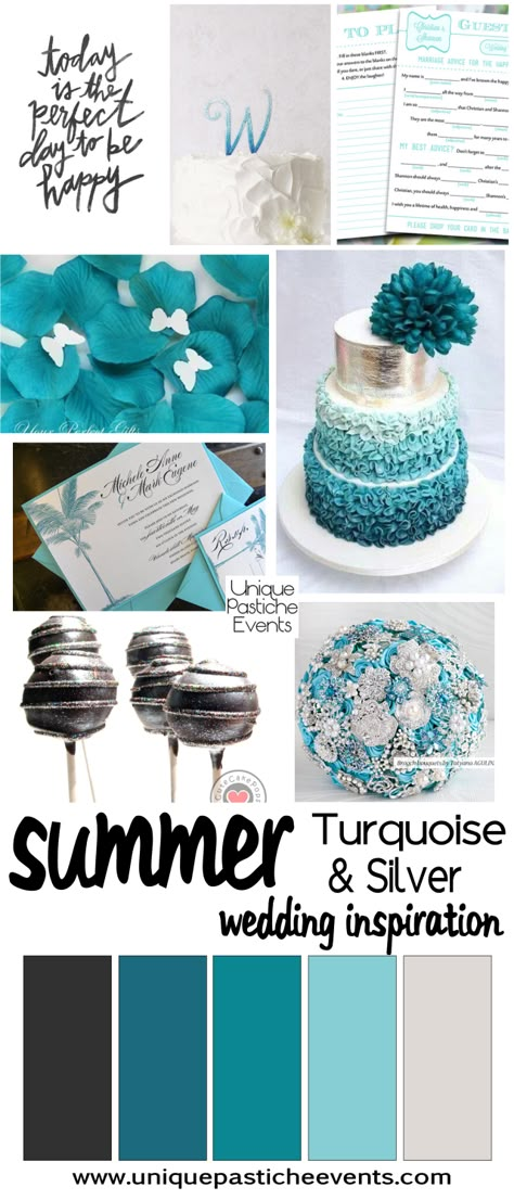 Turquoise and Silver Turquoise Silver Wedding, Wedding Colors Summer, Wedding Ideas Summer, Blue And White Wedding, Best Wedding Colors, Turquoise Wedding, Teal Wedding, Summer Wedding Colors, Theme Color