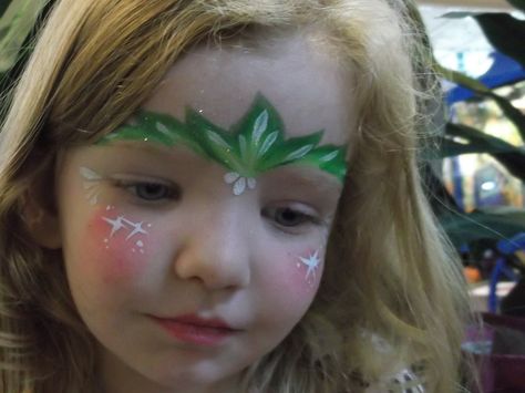 . Woodland Fairy Face Paint, Forest Fairy Face Paint, Tinker Bell Face Paint, Fairy Face Painting Ideas, Tinkerbell Face Paint, Leaf Face Paint, Fairy Face Paint Easy, Nature Face Painting, Kids Face Paint Ideas