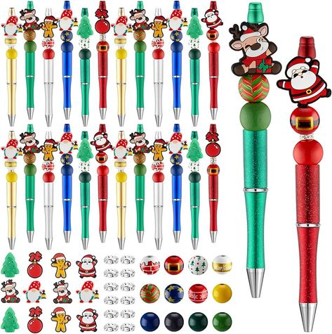 Amazon.com : Ctosree 36 Sets Christmas Beadable Pens, Beadable Pens Kit Christmas Beadable Pens Bulk Christmas DIY Bead Pens for Kids Students School Christmas DIY Making Gift : Office Products Christmas Pens, Bead Pens, Beadable Pens, Pen Diy, Beaded Pens, Kit Christmas, Writing Drawing, Pen Kits, Beadable Products