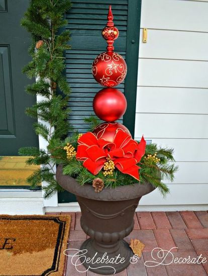 Check out this beautiful Christmas decor idea for your front porch, front door or deck. This diy outdoor Christmas decoration on a budget is quick and easy and our vote for best christmas decoration idea for 2021. #christmastopiary #dollarstoreornaments Christmas Ornament Topiary, Ornament Topiary, Dry Floral Foam, Christmas Topiary, Diy Christmas Ornaments Easy, Diy Christmas Ornament, Weekend Crafts, Fun Christmas Decorations, Christmas Decorations Diy Outdoor