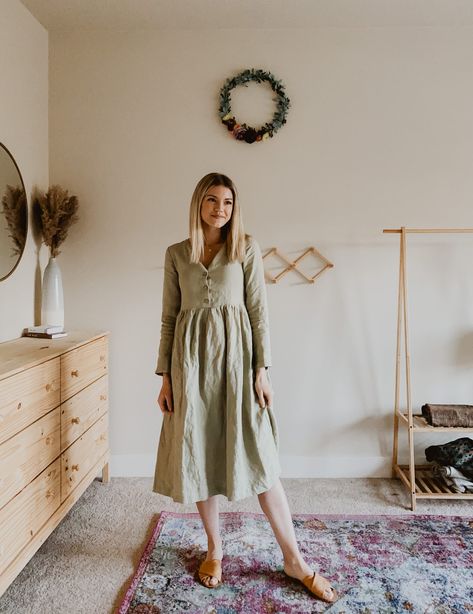 Why You Should Invest in a Linen Dress Not Perfect Linen Dress, Nursing Linen Dress, Not Perfect Linen Mama Dress, Linen Nursing Dress, Linen Dresses Winter, 100% Linen Dress, Fall Linen Dress, Sahm Mom Outfits, Long Sleeve Linen Dress