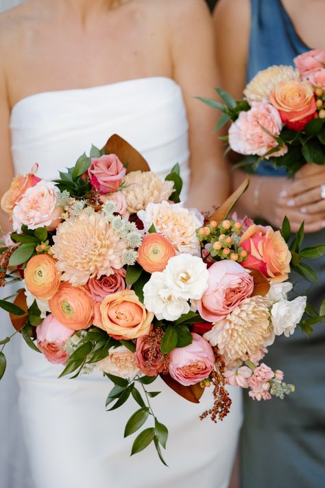 Apricot Rose Wedding, Blush And Peach Wedding Flowers, Pastel Pink And Orange Wedding, Apricot Bouquet, Peach And Yellow Wedding, Pink And Orange Wedding Flowers, Wedding Flowers Lilies, Pink Orange Wedding, Pink Yellow Weddings