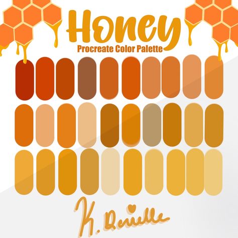 "Honey" is a handpicked color palette made up of my favorite color combinations. The Procreate swatch file with 30 colors is ready for instant download and use in your Procreate app. Each color was carefully selected with care for your amazing designs and projects.  When you purchase, you will be prompted to download a Zip file that contains the procreate palette file. Purchase Includes: * A (.swatches) file compatible with the Procreate App Instructions for use on iPad: * Download on the Etsy website, not the app.  * Find where you saved it, tap on the ZIP file, and tap on the swatches file to automatically save it in Procreate.  ---PLEASE NOTE--- - This color palette ONLY works in the Procreate app for iPad. Please make sure you have the latest version of the Procreate app in order to th Yellow Aesthetic Color Palettes, Color Palettes For Procreate, Color Palette Procreate Free, Aries Color Palette, Interesting Color Palettes, Bee Color Palette, Apple Color Palette, Honey Color Palette, Sunflower Color Palette