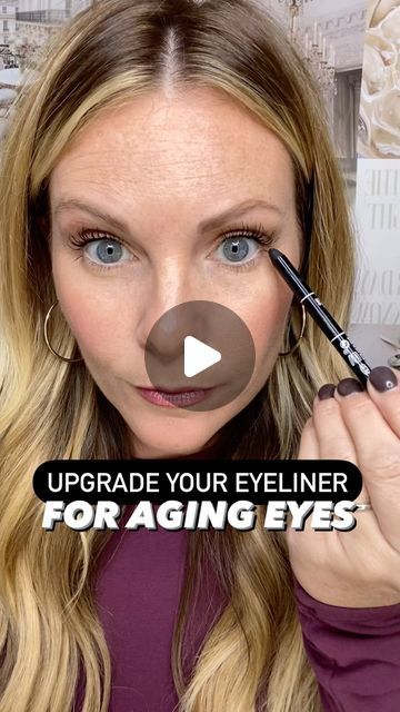 Leah Buckholz on Instagram: "❌As we age, black liner can look very harsh and outdated. ✅A more natural approach can make a big difference in the way your eye makeup looks and wears throughout the day. 🌟I help aging women find a better makeup routine and teach application techniques for natural beauty. I can help you too! 🌟Comment or text MAKEUP to 440-291-2791 for a free makeup color consultation 💋Makeup used- Filly Eyeshadow from Seint Seint Etch Brush Maybelline water resistant liner Maybelline Sky High mascara Spellbound Lip+Cheek with a gloss on top Shadows- Bubba and Riviera from Seint Foundation- Seint IIID custom cream #makeupover40 #makeupover50 #beautyover40 #beautyover50 #over40makeup #over40beauty #agingskin #matureskin #matureskinmakeup #maturemakeuptips #easymakeup #ma Eyeliner Tutorial For Women Over 50, Makeup Ideas To Look Younger, Older Eyes Makeup, How To Apply Eyeliner Over 40, Eye Makeup For Bulging Eyes, Eye Makeup To Look Younger, Eye Makeup For Older Eyes, Gray Hair Blue Eyes Makeup, Eyeshadow For Over 40 For Women