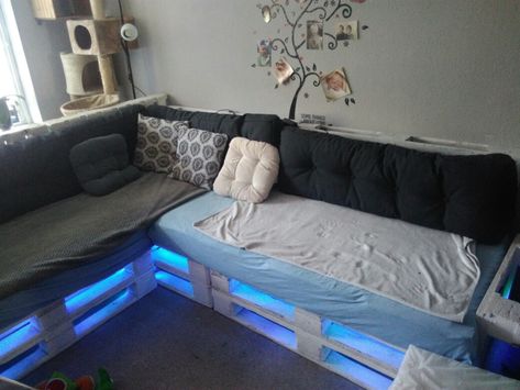 Diy Pallet Couch, Pallet Couch, Diy Couch, Pallet Diy, Boy's Room, Sectional Couch, Couch, Sofa, Bedroom