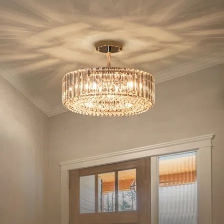 House of Hampton® Irenej Semi Flush Mount | Wayfair Flush Mount Chandeliers Bathroom, Elegant Bedroom Lighting, Modern Track Lighting Ceilings, Entry Hall Chandelier, Hallway Overhead Lighting, Ceiling Light Low Ceiling, Front Hall Light Fixture, Light Fixtures That Go Together, Flush Hallway Lighting